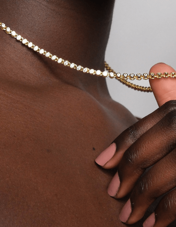 Bezel Tennis Necklace and Bracelet Set