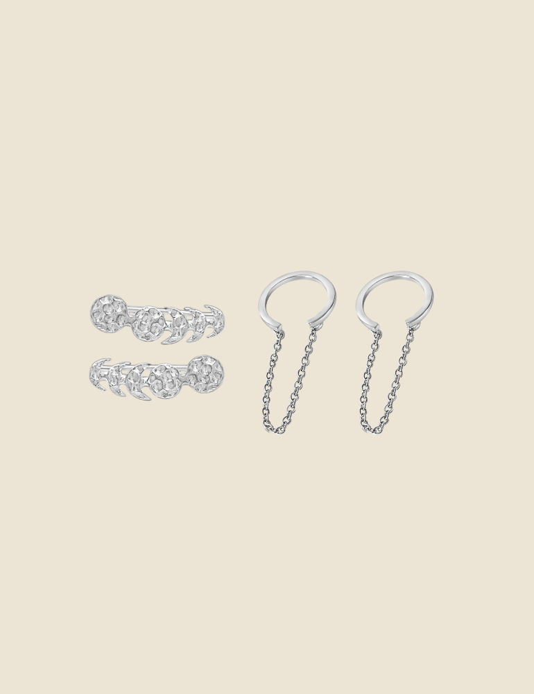 Namib Climbers & Chain Cuff Silver Set