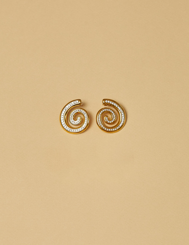 Amalfi Earrings - Glamour CZ Spiral Stud Earrings Gold
