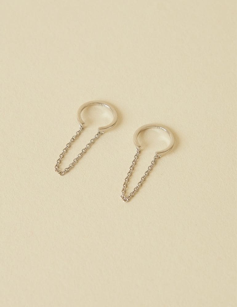 Cuff Chain Earrings - Silver