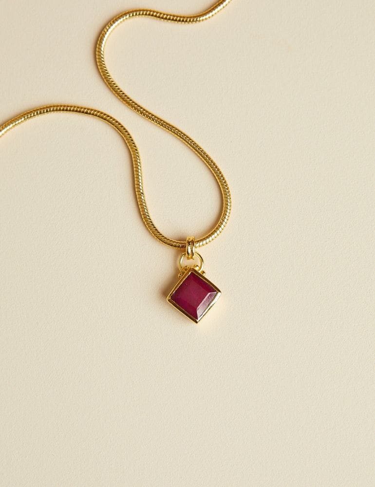 Cherry Pendant Necklace - Red Ruby Stone
