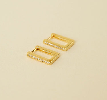 Block Stacking Hoop Earrings - Gold