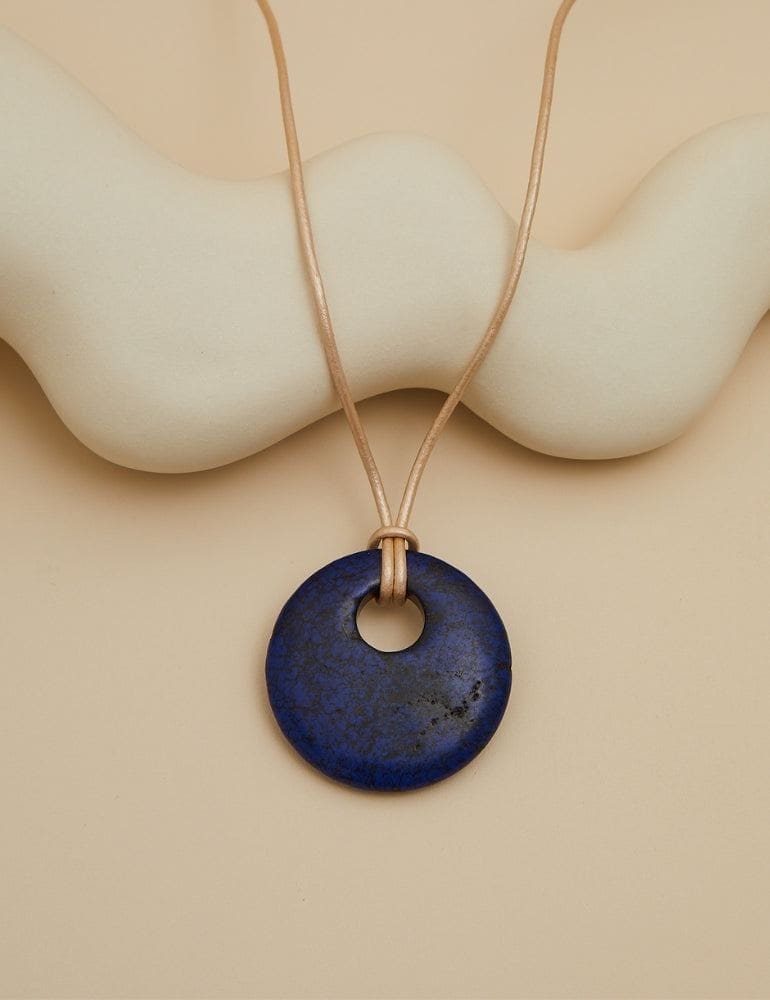 The Jennifer - Lapis Lazuli Stone and Leather Necklace