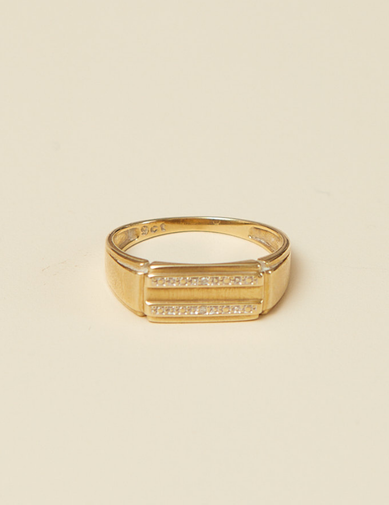 (SOLD) VINTAGE - 9ct Yellow and White Gold Men's Diamond Ring