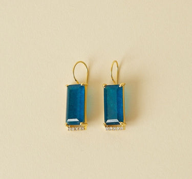 Poise Drop Earrings - Blue Black Jade