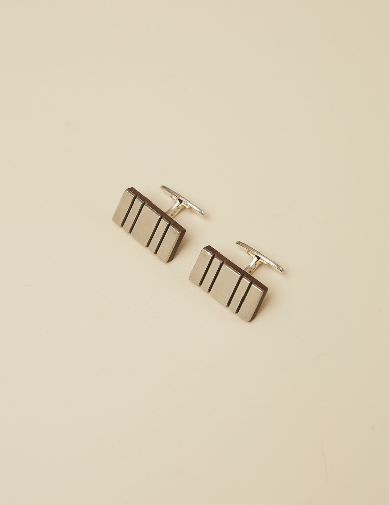 VINTAGE - Danish Sterling Silver & Solid Wood Cufflinks