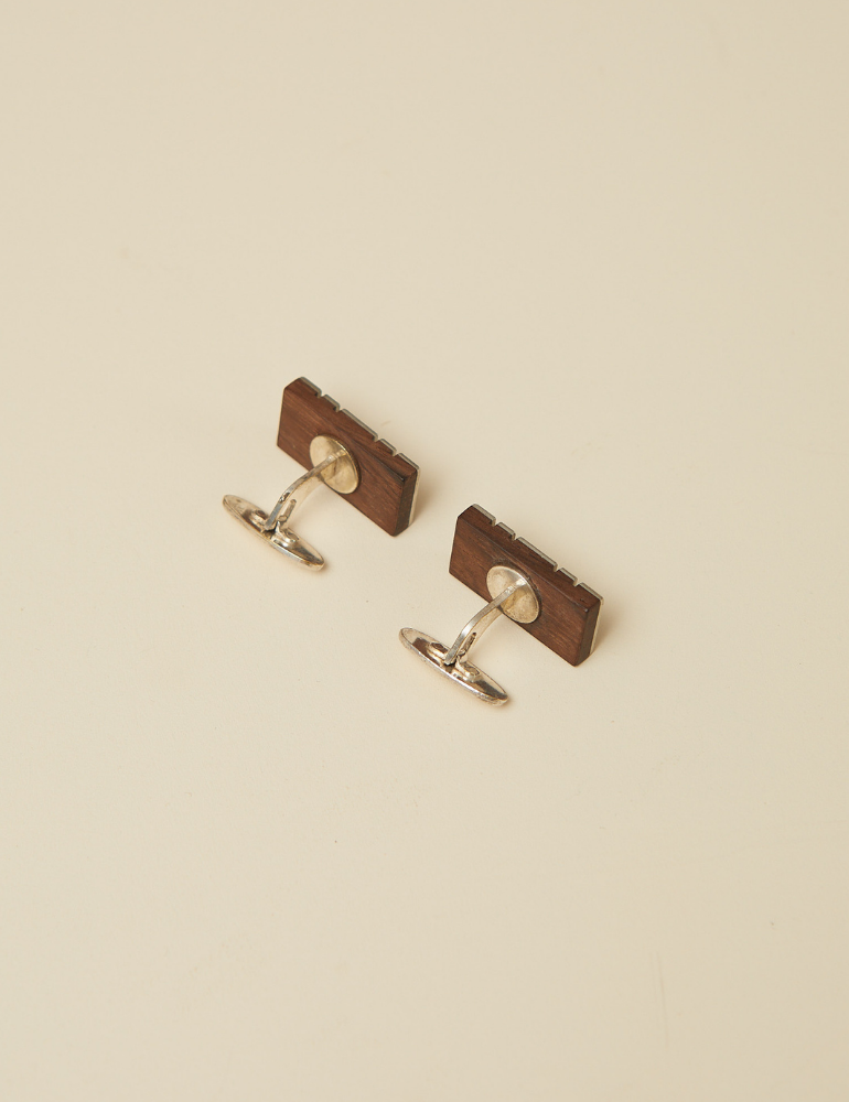 VINTAGE - Danish Sterling Silver & Solid Wood Cufflinks