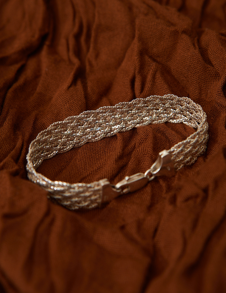 SOLD) VINTAGE - Italian Sterling Silver Woven Mesh Bracelet ...