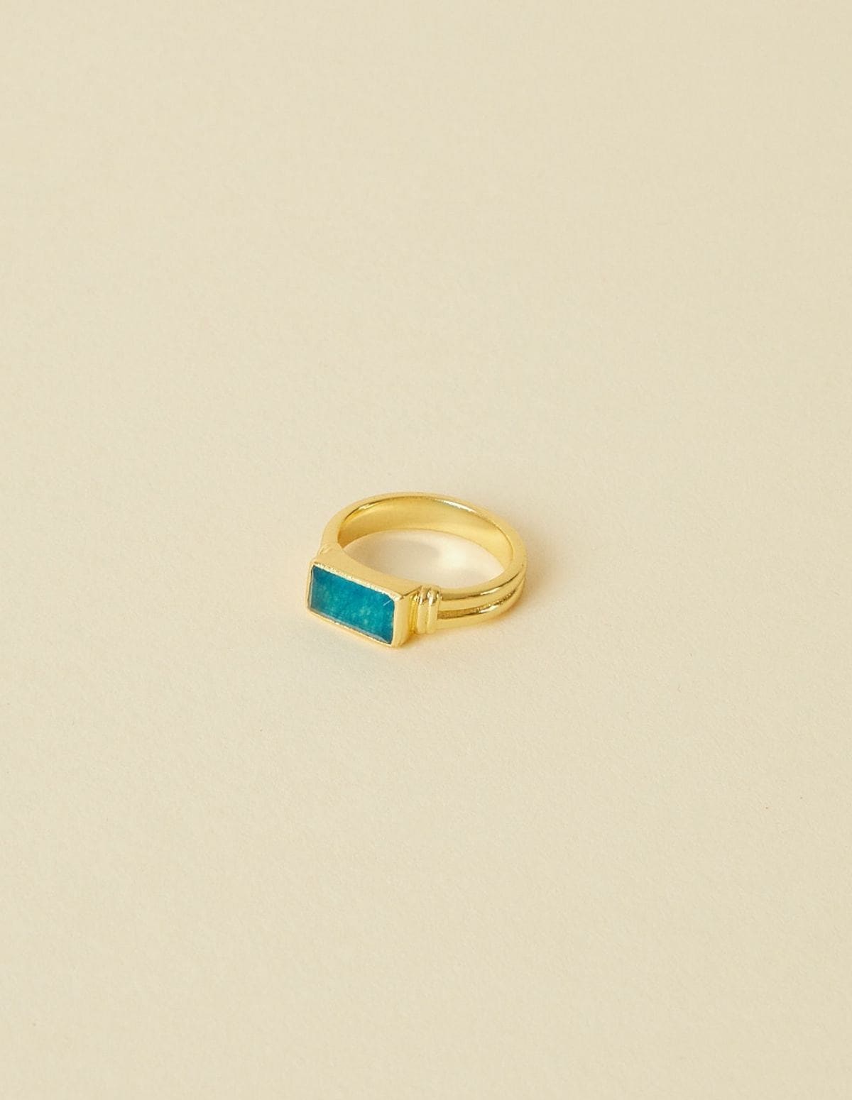 Gemstone Stacking Ring Blue Black Jade - Gold