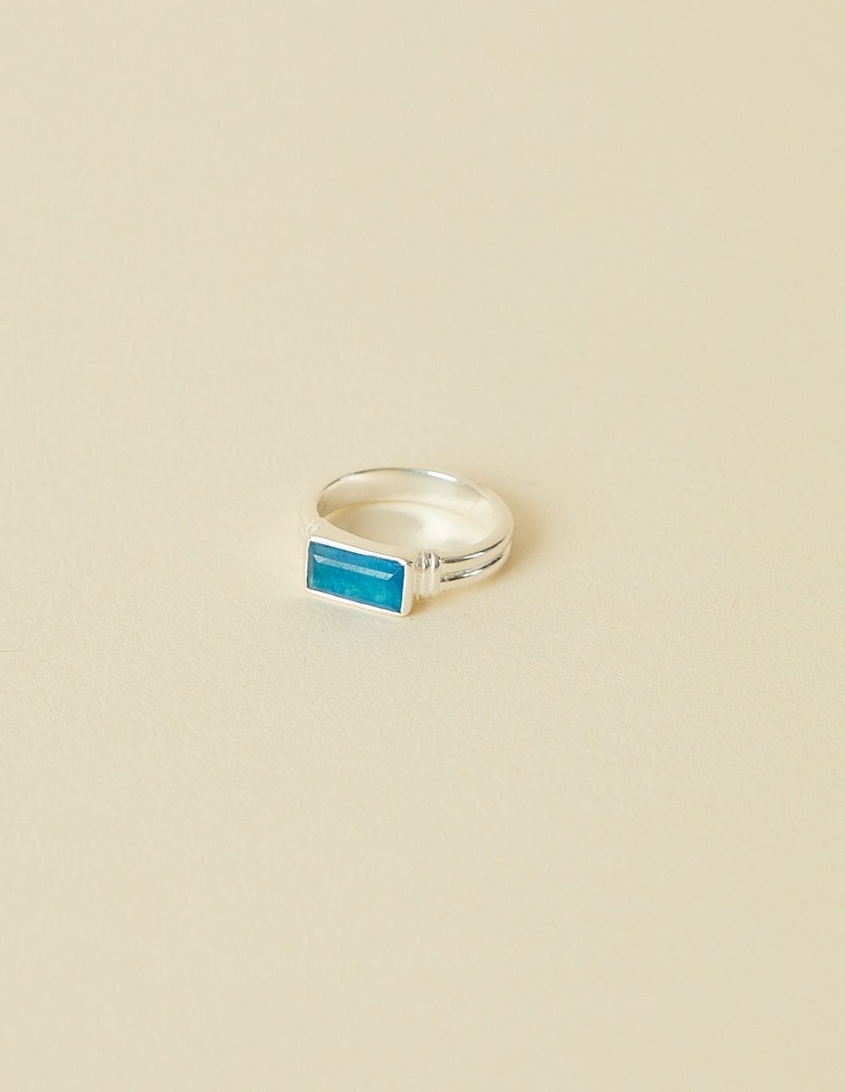 Gemstone Stacking Ring Blue Black Jade - Silver