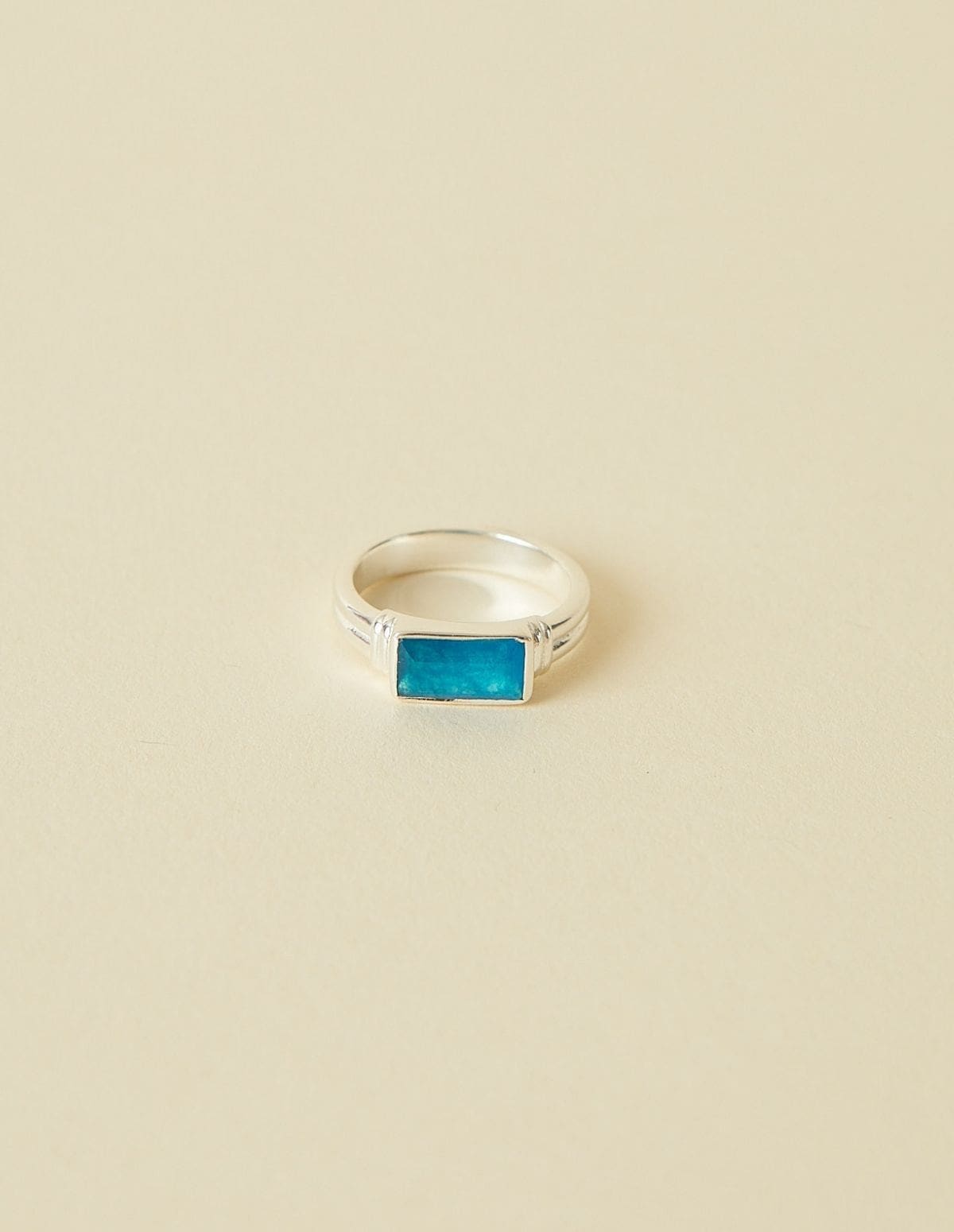 Gemstone Stacking Ring Blue Black Jade - Silver