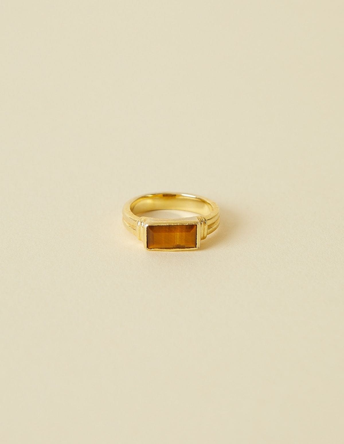 Gemstone Stacking Ring Tiger Eye - Gold