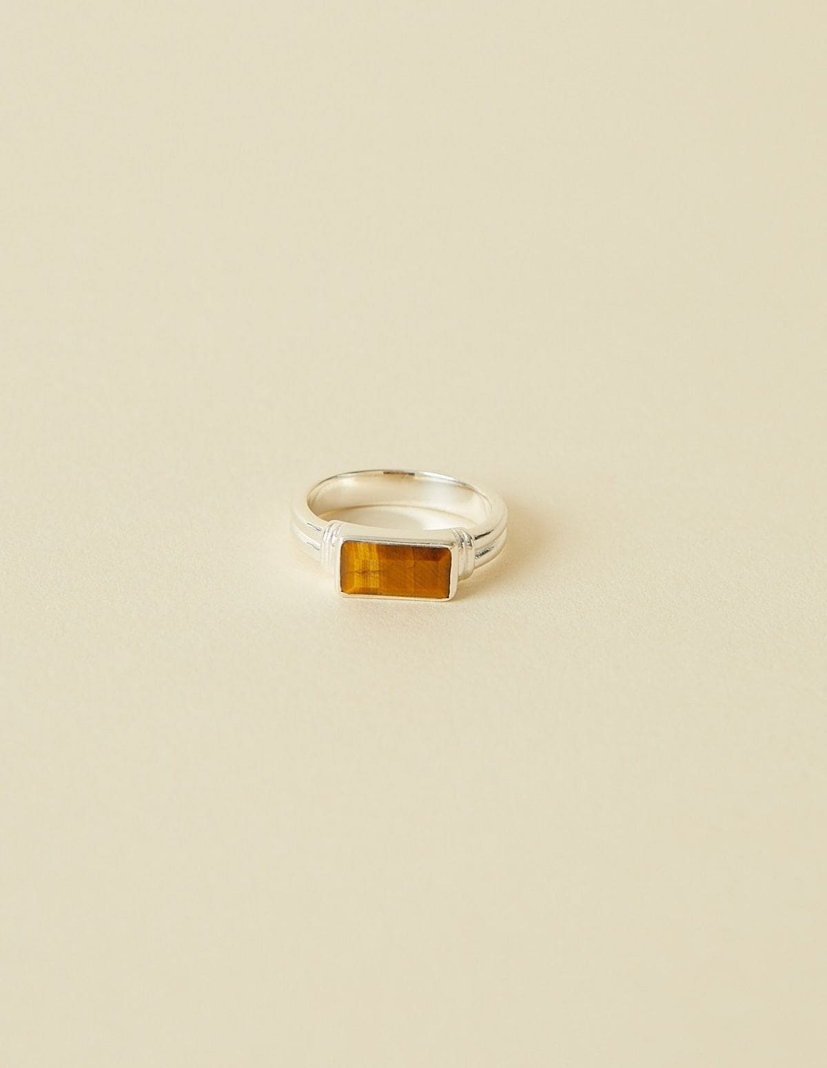 Gemstone Stacking Ring Tiger Eye - Silver