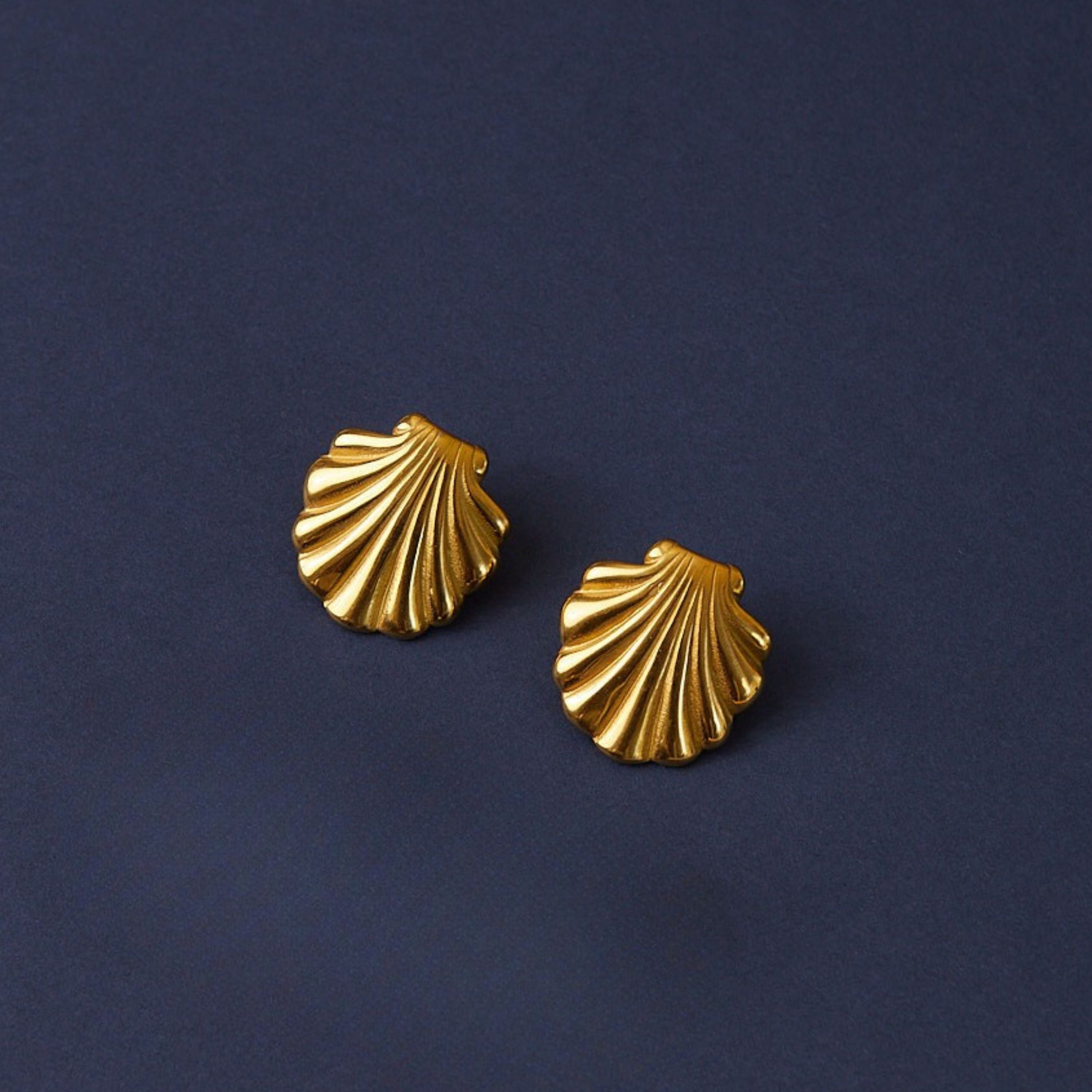 Ibiza Earrings Gold - Sea Shell Stud Earrings