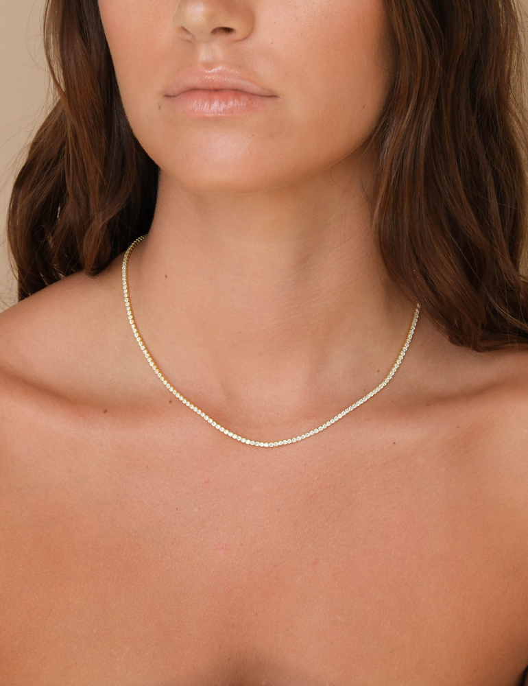 Tennis Necklace & Thin Glamour Climbers Set