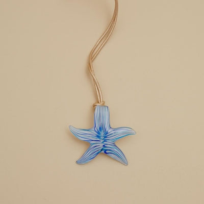 The Cher Blue Star Necklace - Lampwork and Leather