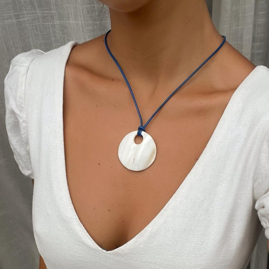 The Gisele - Mother of Pearls and Leather Necklace